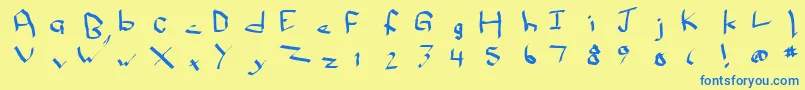 Qwikscribble-Schriftart – Blaue Schriften auf gelbem Hintergrund