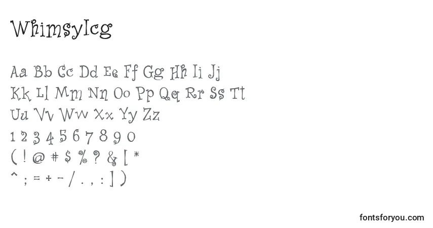 Schriftart WhimsyIcg – Alphabet, Zahlen, spezielle Symbole