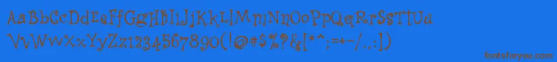 WhimsyIcg-Schriftart – Braune Schriften auf blauem Hintergrund