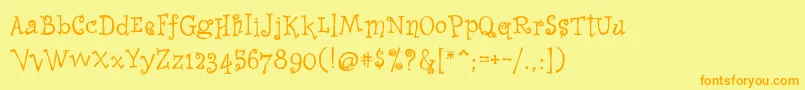 WhimsyIcg Font – Orange Fonts on Yellow Background