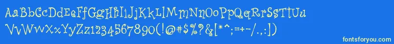 WhimsyIcg Font – Yellow Fonts on Blue Background