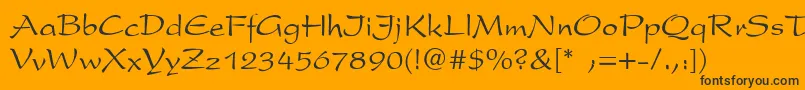 Шрифт PresentscriptThin – чёрные шрифты на оранжевом фоне