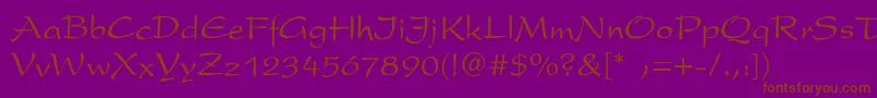 PresentscriptThin-fontti – ruskeat fontit violetilla taustalla