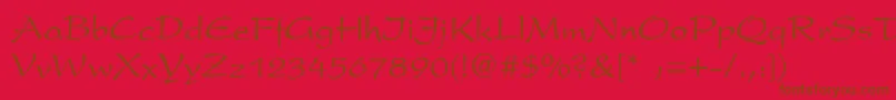 PresentscriptThin-Schriftart – Braune Schriften auf rotem Hintergrund