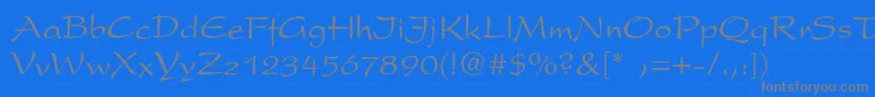 フォントPresentscriptThin – 青い背景に灰色の文字