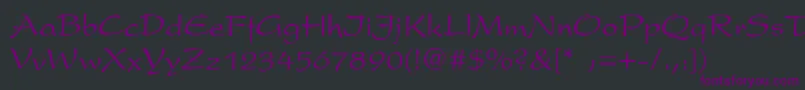 フォントPresentscriptThin – 黒い背景に紫のフォント