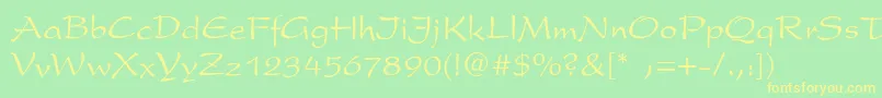 PresentscriptThin-fontti – keltaiset fontit vihreällä taustalla