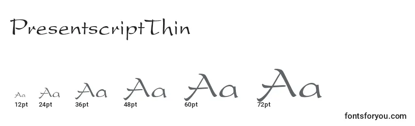 PresentscriptThin Font Sizes