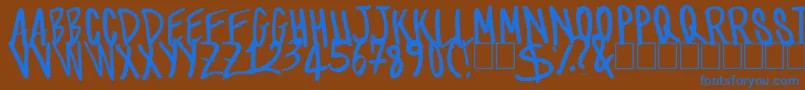 TomScript Font – Blue Fonts on Brown Background