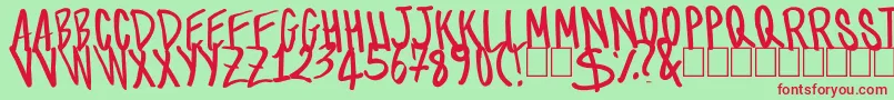 フォントTomScript – 赤い文字の緑の背景