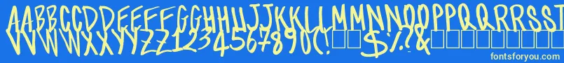 TomScript Font – Yellow Fonts on Blue Background