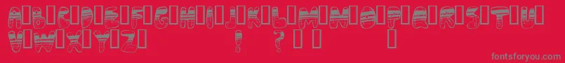 フォントAdrenochrome – 赤い背景に灰色の文字