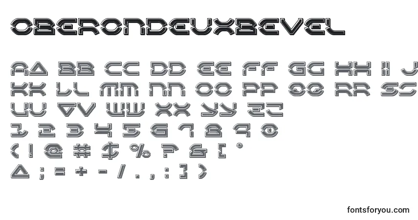 Czcionka Oberondeuxbevel – alfabet, cyfry, specjalne znaki