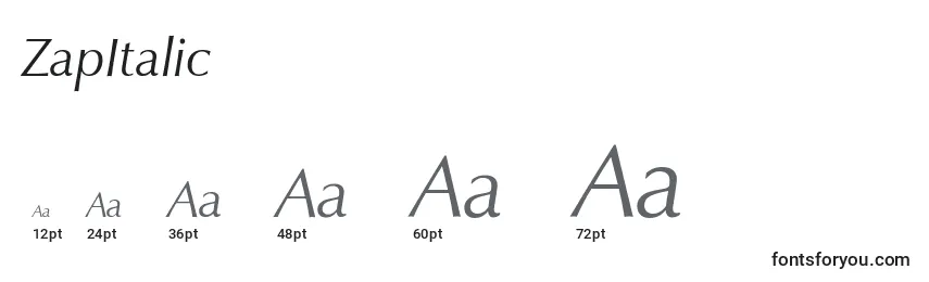 Размеры шрифта ZapItalic