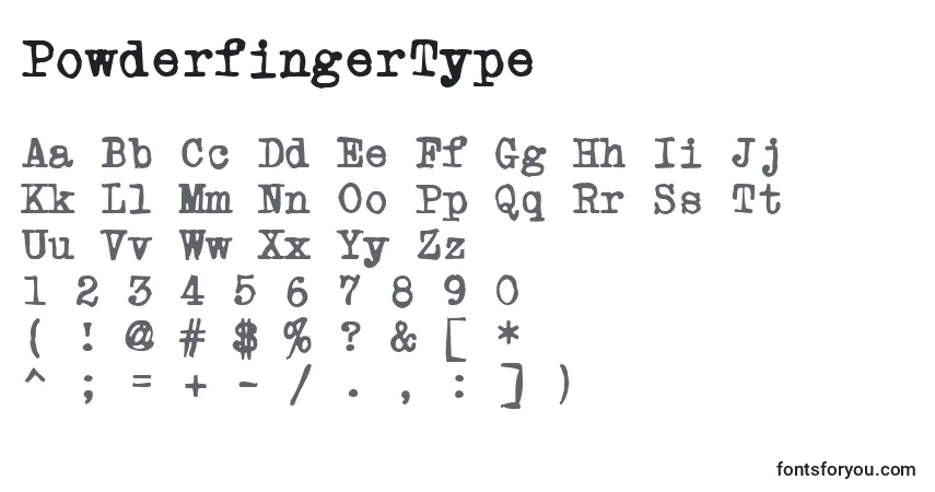Schriftart PowderfingerType – Alphabet, Zahlen, spezielle Symbole
