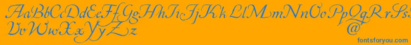 Corabael-Schriftart – Blaue Schriften auf orangefarbenem Hintergrund