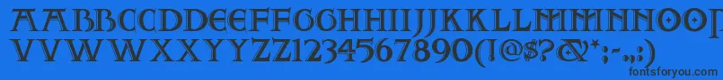 Шрифт Twoforjuannf – чёрные шрифты на синем фоне