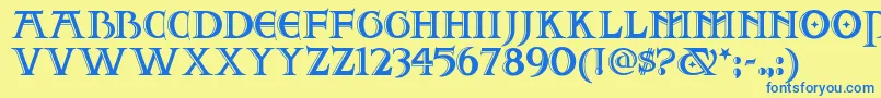 Twoforjuannf Font – Blue Fonts on Yellow Background