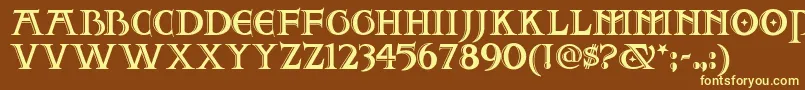 Twoforjuannf Font – Yellow Fonts on Brown Background