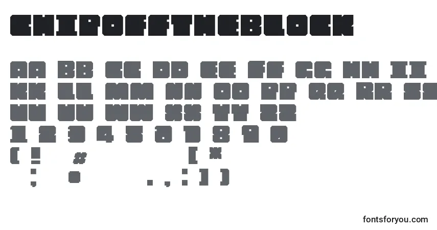 Czcionka Chipofftheblock – alfabet, cyfry, specjalne znaki