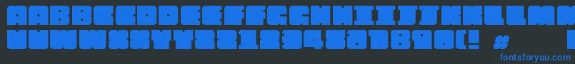 フォントChipofftheblock – 黒い背景に青い文字
