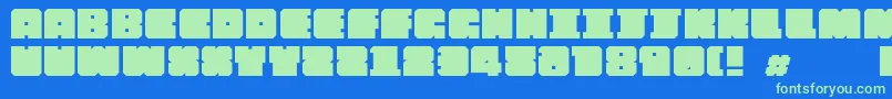 Chipofftheblock Font – Green Fonts on Blue Background