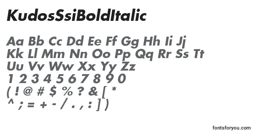 Schriftart KudosSsiBoldItalic – Alphabet, Zahlen, spezielle Symbole