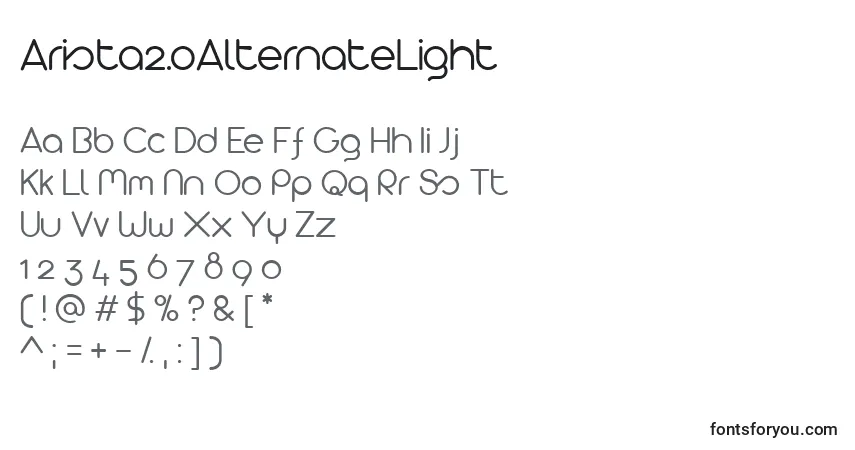 Czcionka Arista2.0AlternateLight – alfabet, cyfry, specjalne znaki