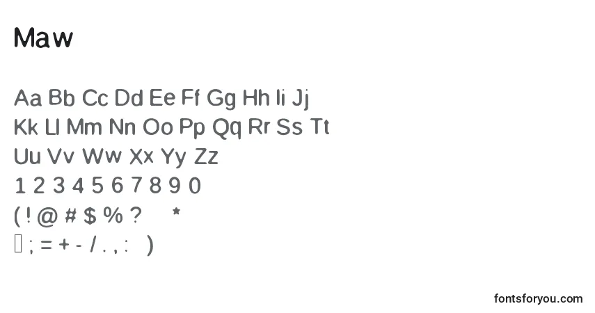 Schriftart Maw – Alphabet, Zahlen, spezielle Symbole