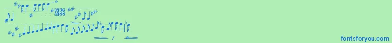 Typemymusic1.1 Font – Blue Fonts on Green Background