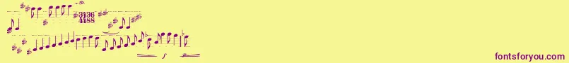 Typemymusic1.1 Font – Purple Fonts on Yellow Background