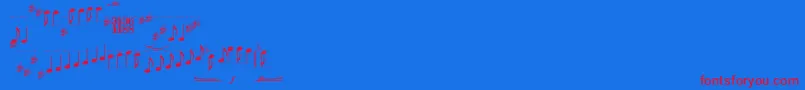 Typemymusic1.1-Schriftart – Rote Schriften auf blauem Hintergrund