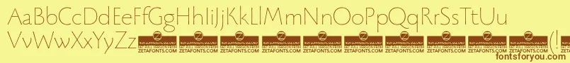 BeatrixantiquaThinTrial-fontti – ruskeat fontit keltaisella taustalla