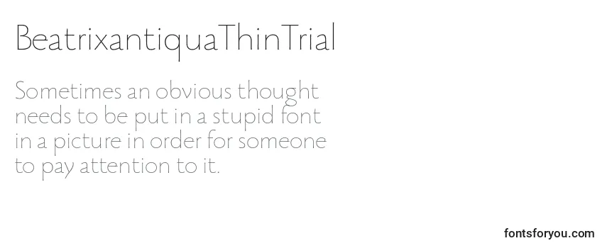Review of the BeatrixantiquaThinTrial Font