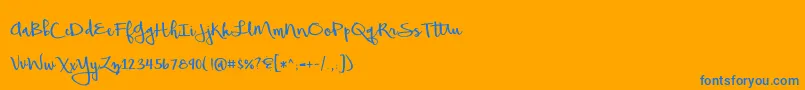 BmdBeautifulMess-Schriftart – Blaue Schriften auf orangefarbenem Hintergrund