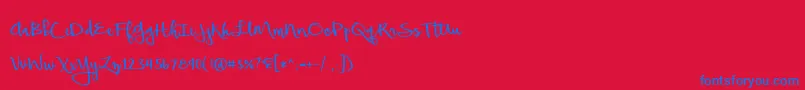 BmdBeautifulMess Font – Blue Fonts on Red Background