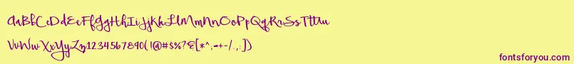 BmdBeautifulMess Font – Purple Fonts on Yellow Background