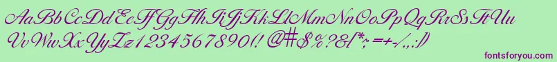LarissalightRegular Font – Purple Fonts on Green Background