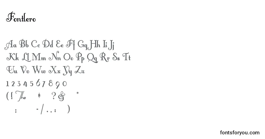 Schriftart Fontlero – Alphabet, Zahlen, spezielle Symbole