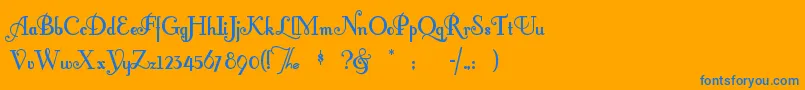 Fontlero-Schriftart – Blaue Schriften auf orangefarbenem Hintergrund