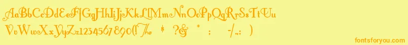 Fontlero-Schriftart – Orangefarbene Schriften auf gelbem Hintergrund