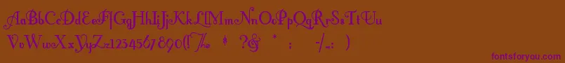 Fontlero-Schriftart – Violette Schriften auf braunem Hintergrund