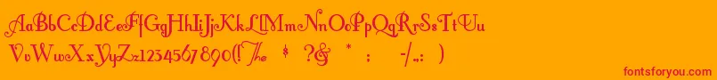 Fontlero-Schriftart – Rote Schriften auf orangefarbenem Hintergrund