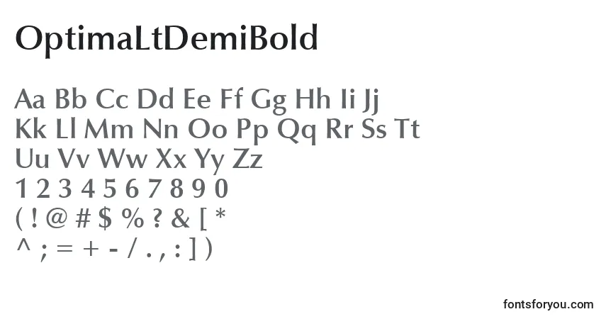 Шрифт OptimaLtDemiBold – алфавит, цифры, специальные символы