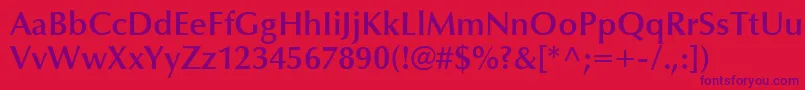OptimaLtDemiBold-Schriftart – Violette Schriften auf rotem Hintergrund