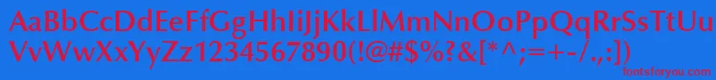 OptimaLtDemiBold-Schriftart – Rote Schriften auf blauem Hintergrund