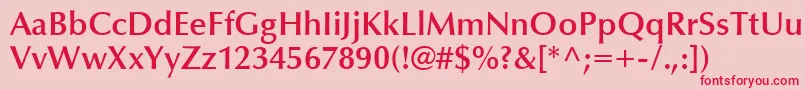 フォントOptimaLtDemiBold – ピンクの背景に赤い文字