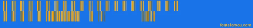 フォントBarcod39 – オレンジ色の文字が青い背景にあります。
