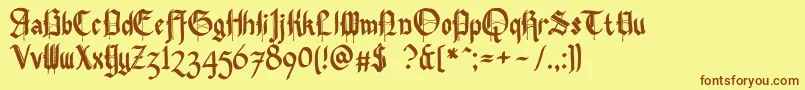 fuente Pennybridge1563 – Fuentes Marrones Sobre Fondo Amarillo