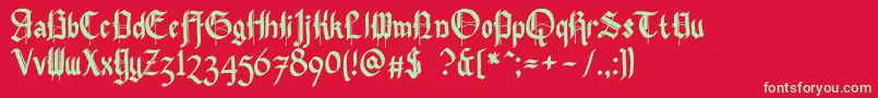 Pennybridge1563-fontti – vihreät fontit punaisella taustalla
